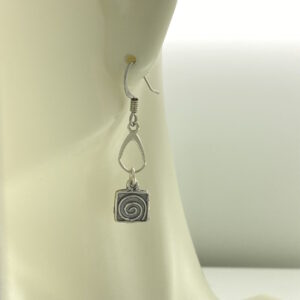 Sterling Silver Square Spiral with Teardrop Earrings – JCL209