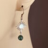 hypoallergenic earrings | Green Aventurine with Silver Sunburst Earrings