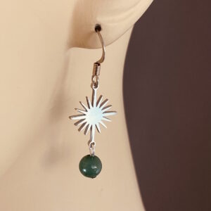 Green Aventurine with Silver Sunburst Earrings – JCL210