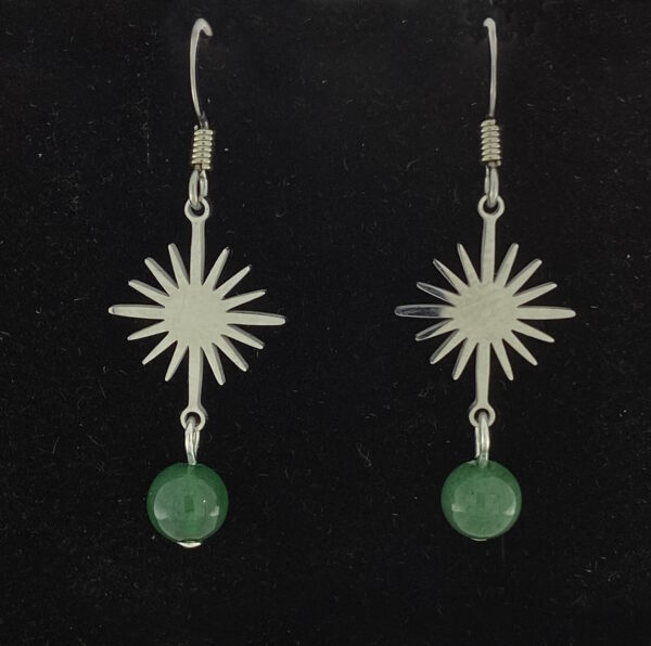 Green Aventurine with Silver Sunburst Earrings – JCL210