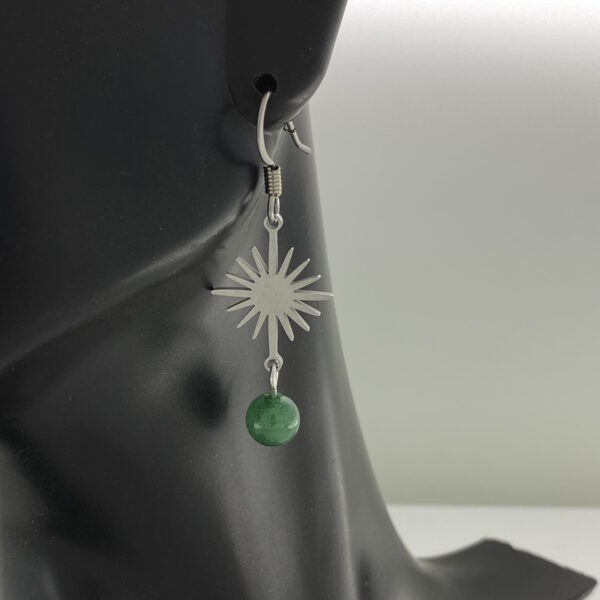 Green Aventurine with Silver Sunburst Earrings – JCL210