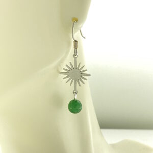 Green Aventurine with Silver Sunburst Earrings – JCL210