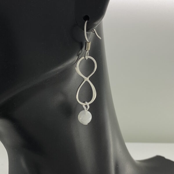 White Moonstone Bead with Sterling Silver Infinity Link Earrings – JCL211