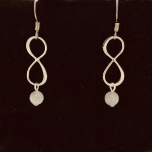 White Moonstone Bead with Sterling Silver Infinity Link Earrings – JCL211