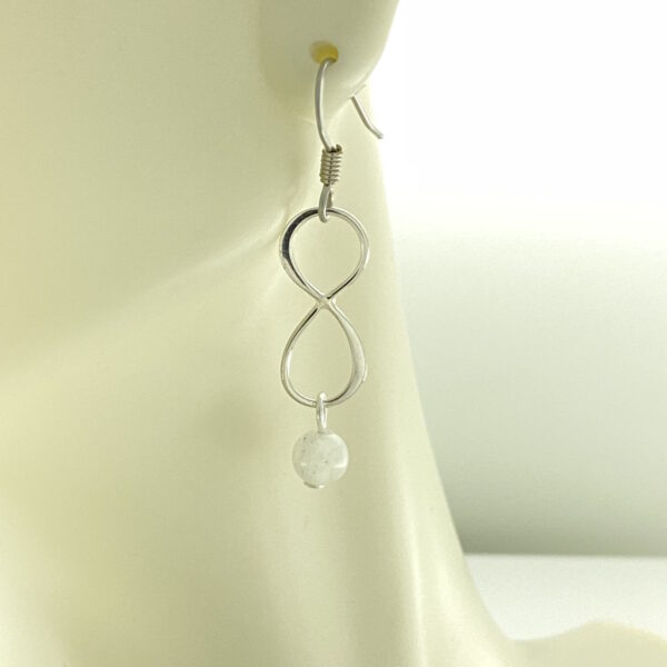 White Moonstone Bead with Sterling Silver Infinity Link Earrings – JCL211