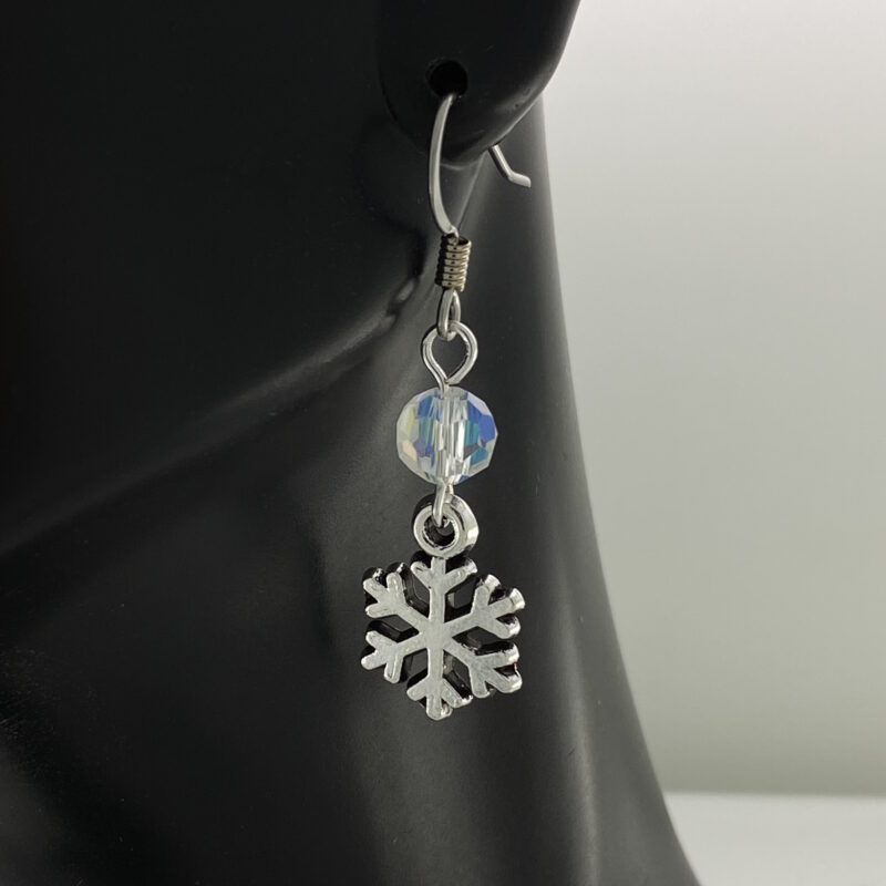 hypoallergenic earrings | Silver Snowflake with Crystal Earrings