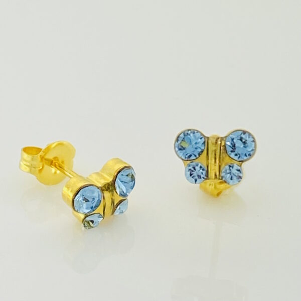 Gold Plated Butterfly March Aquamarine Earrings – S2003STX