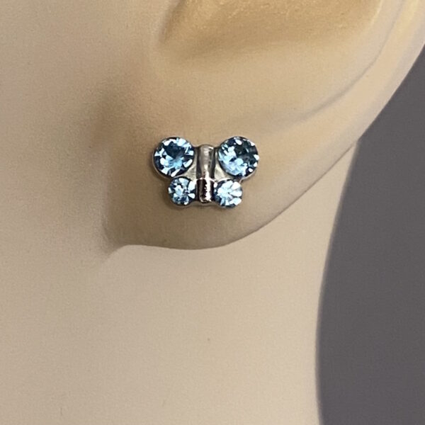 Stainless Steel Butterfly March Aquamarine Earrings – S2003WSTX