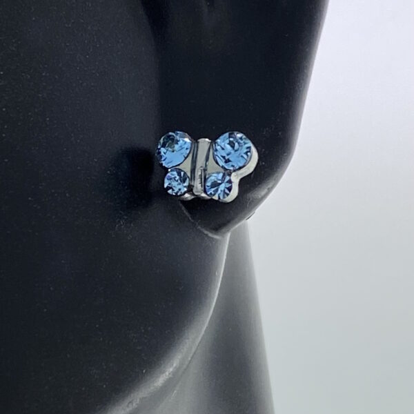 Stainless Steel Butterfly March Aquamarine Earrings – S2003WSTX