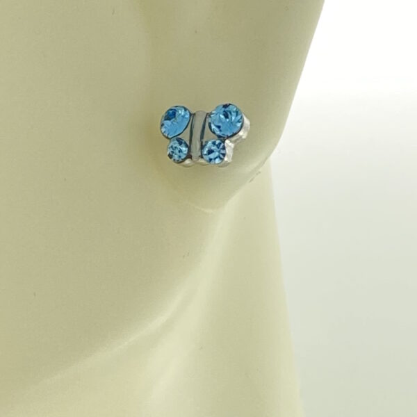 Stainless Steel Butterfly March Aquamarine Earrings – S2003WSTX