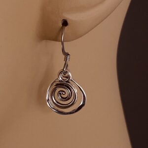 Sterling Silver Organic Frame with Larger Silver Spiral Earrings – JCL226