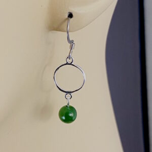 Green Jade Bead with Sterling Silver Connector Earrings – JCL228